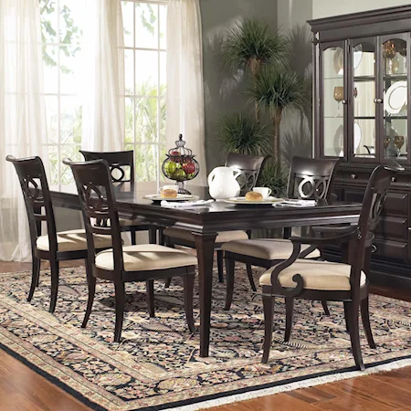 7-Piece Rectangle Leg Table Set w/ Arm Chairs & Side Chairs